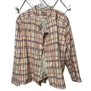 Chico’s Women’s Novelty Tweed Fusion Striped Jacket Size 4 (16/18) Belted NWT